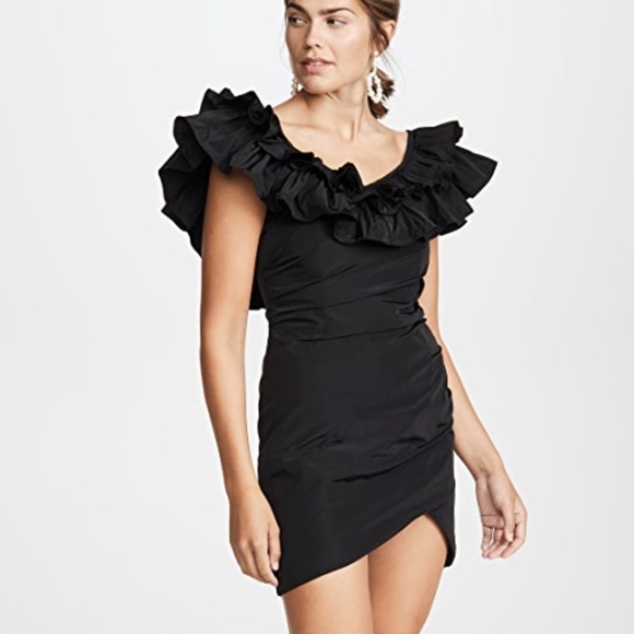 Alexis Black Asymmetrical One Shoulder Mini Dress - Picture 1 of 8